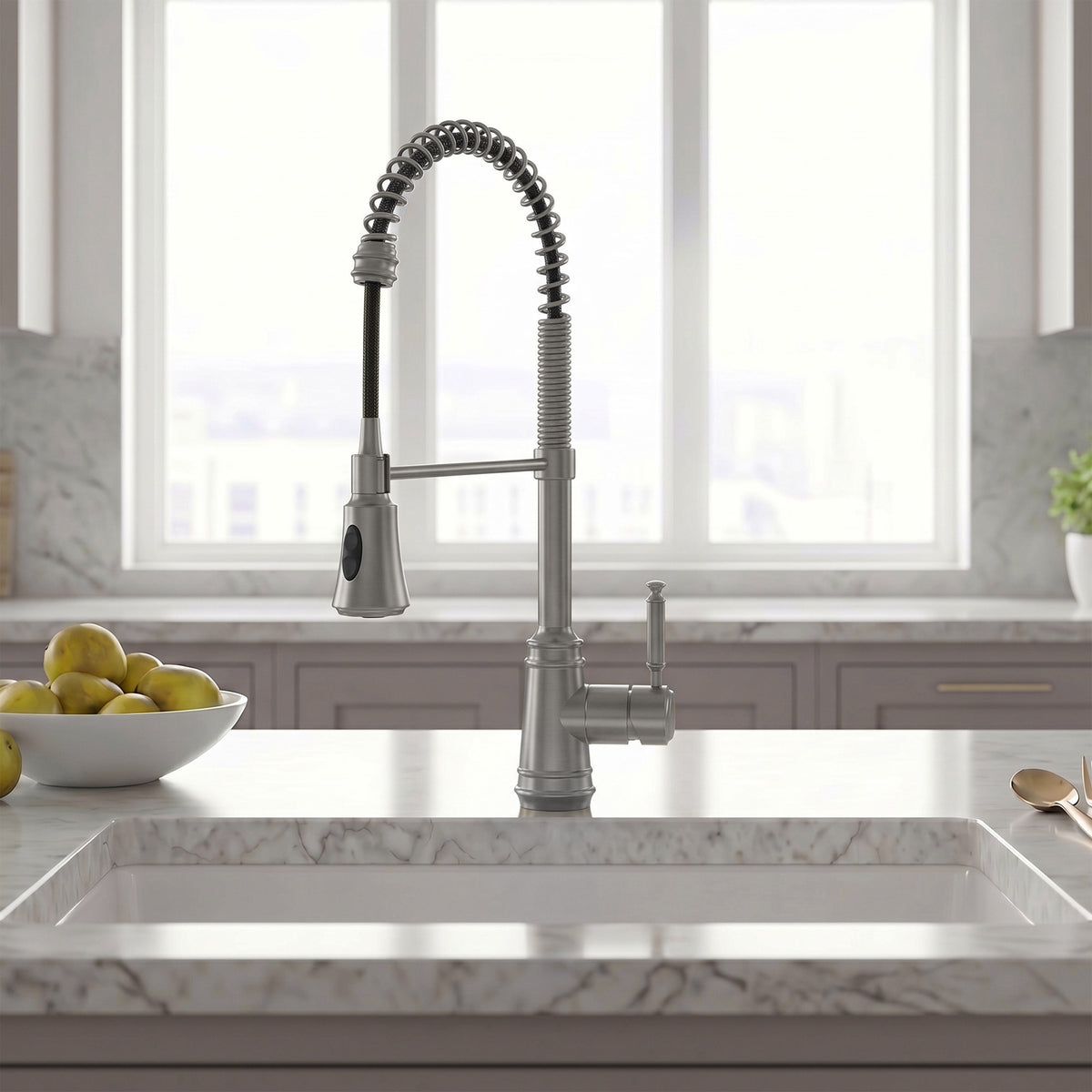 Pre-Rinse Spring Pull-Down Kitchen Faucet with Dual Spray Modes