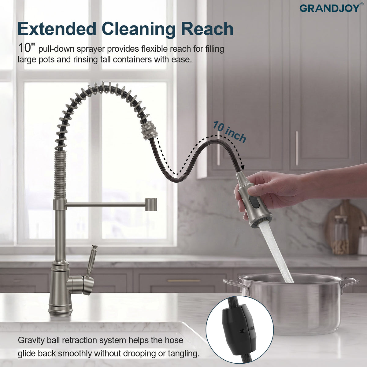 Pre-Rinse Spring Pull-Down Kitchen Faucet with Dual Spray Modes