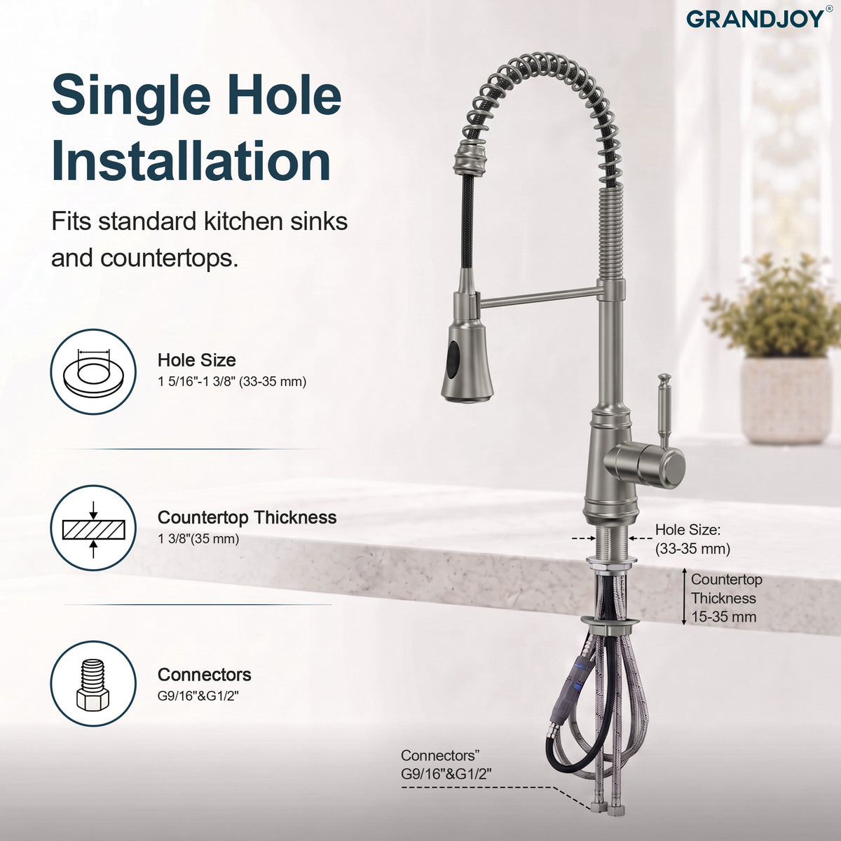 Pre-Rinse Spring Pull-Down Kitchen Faucet with Dual Spray Modes