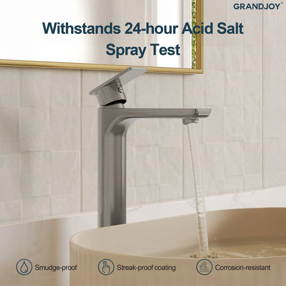 Single-Handle Vessel Bathroom Sink Faucet With Pop-Up Drain