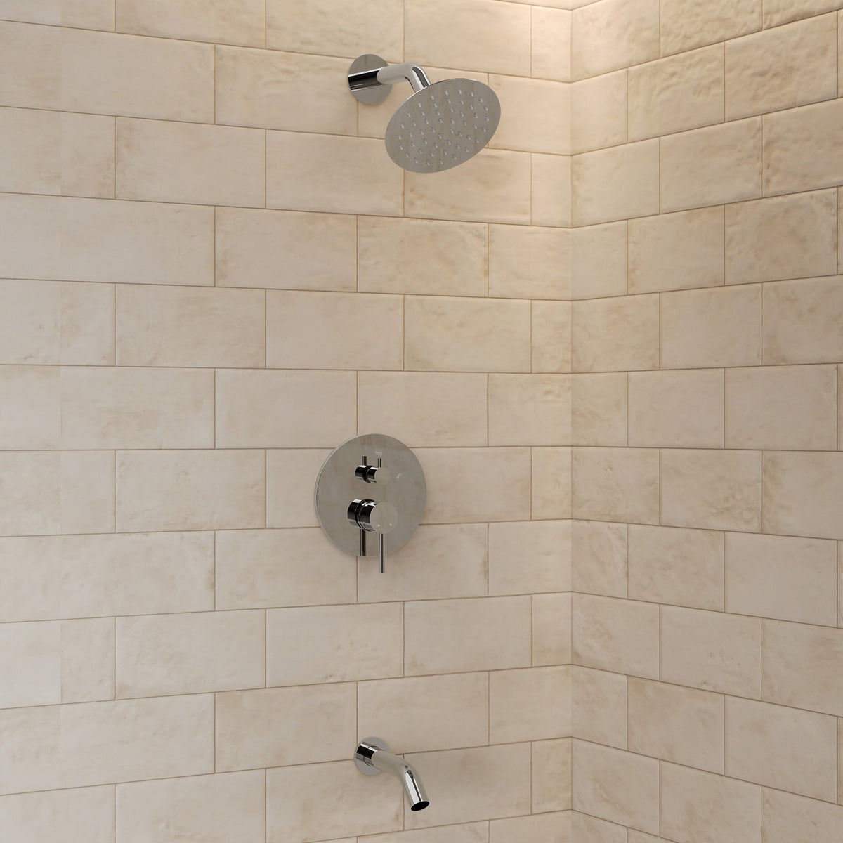 Single-Handle 6-Inch Round Wall-Mounted Tub and Shower System