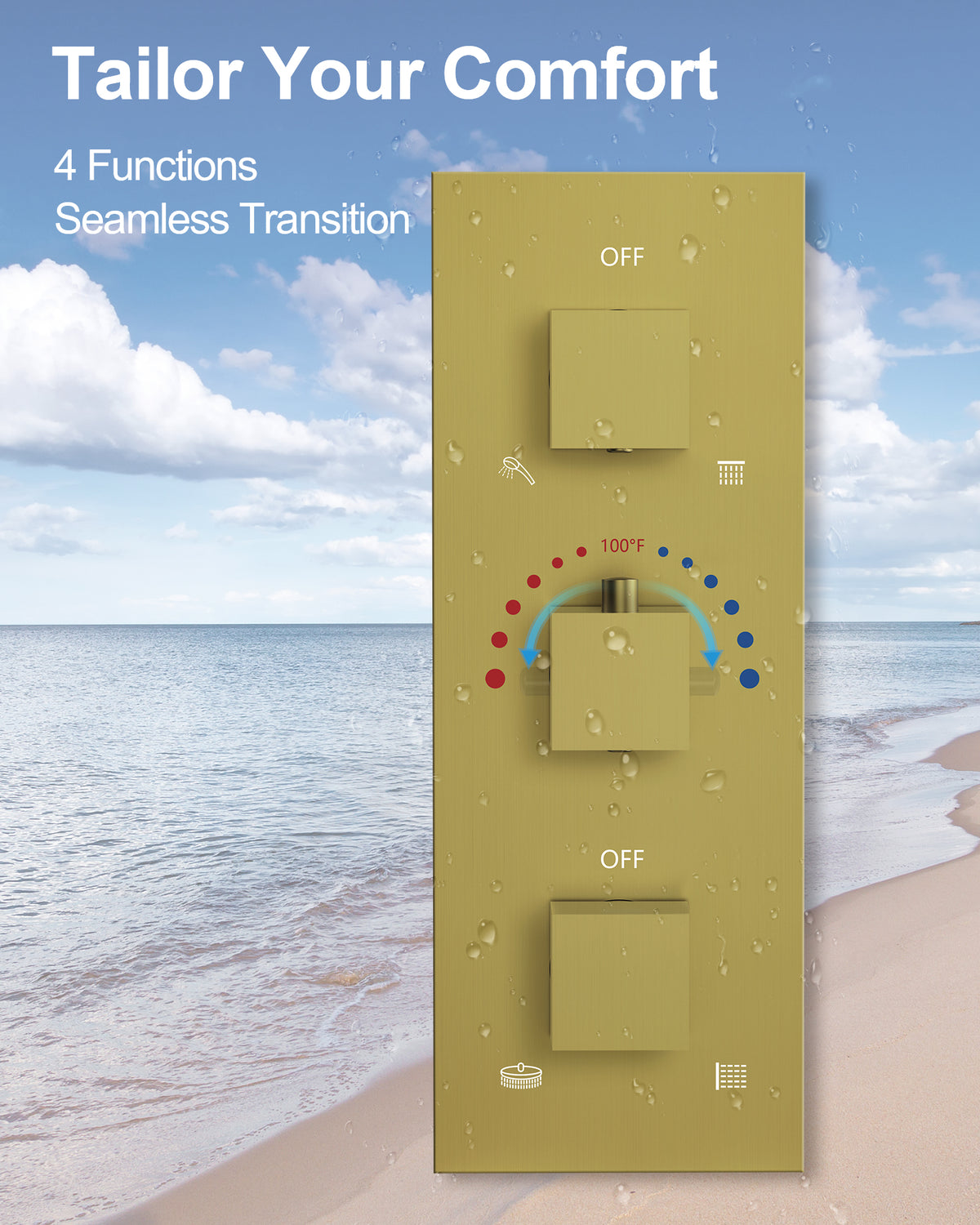 Wall-Mounted Thermostatic Dual Shower System with Six Body Jets