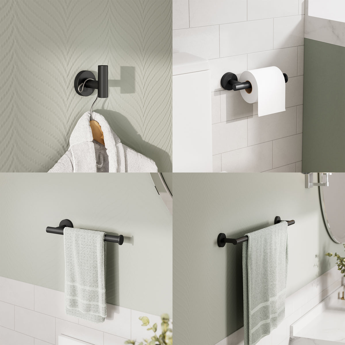 Four-Piece Wall-Mounted Stainless Steel Towel Bar Set for Bathrooms