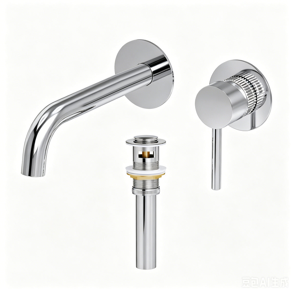 Single-Handle Wall-Mount Bathroom Sink Faucet With Pop-Up Drain