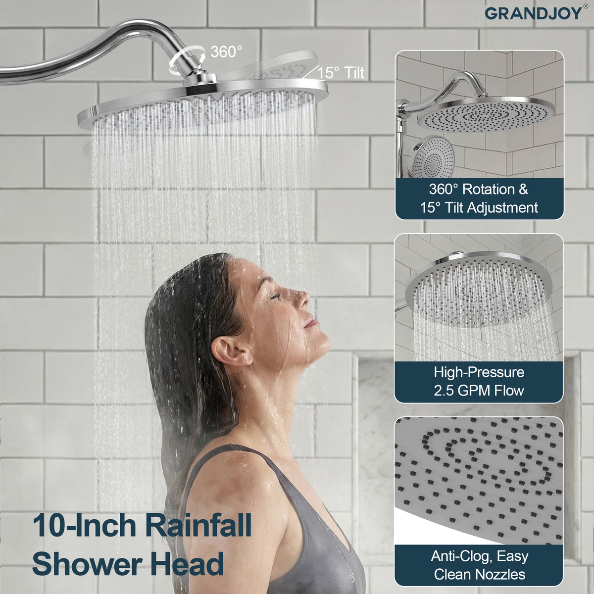 Exposed Rain Shower System with Handheld and Side Sprays