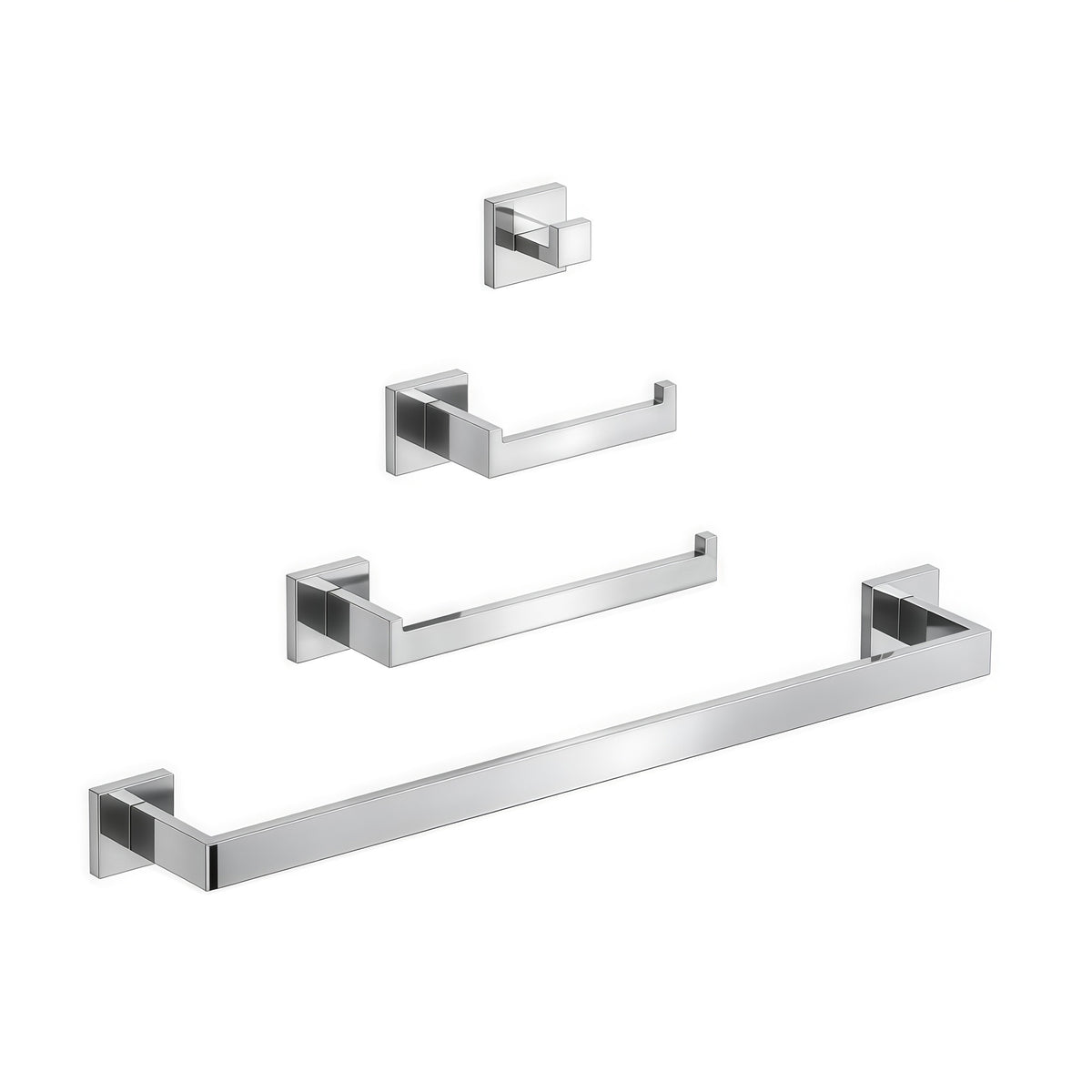 Four-Piece Wall-Mounted Stainless Steel Bathroom Towel Rack Set