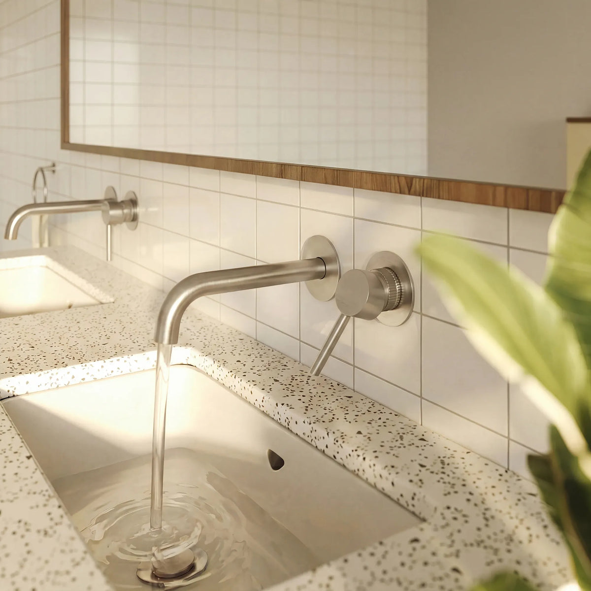 Single-Handle Wall-Mount Bathroom Sink Faucet With Pop-Up Drain