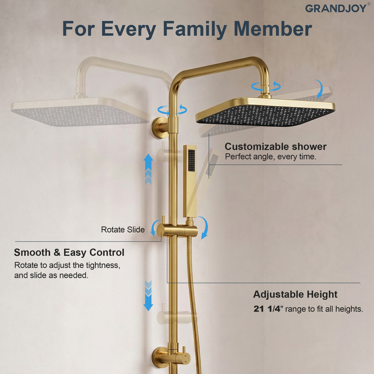 Square Exposed Shower System with Dual Rainfall Modes