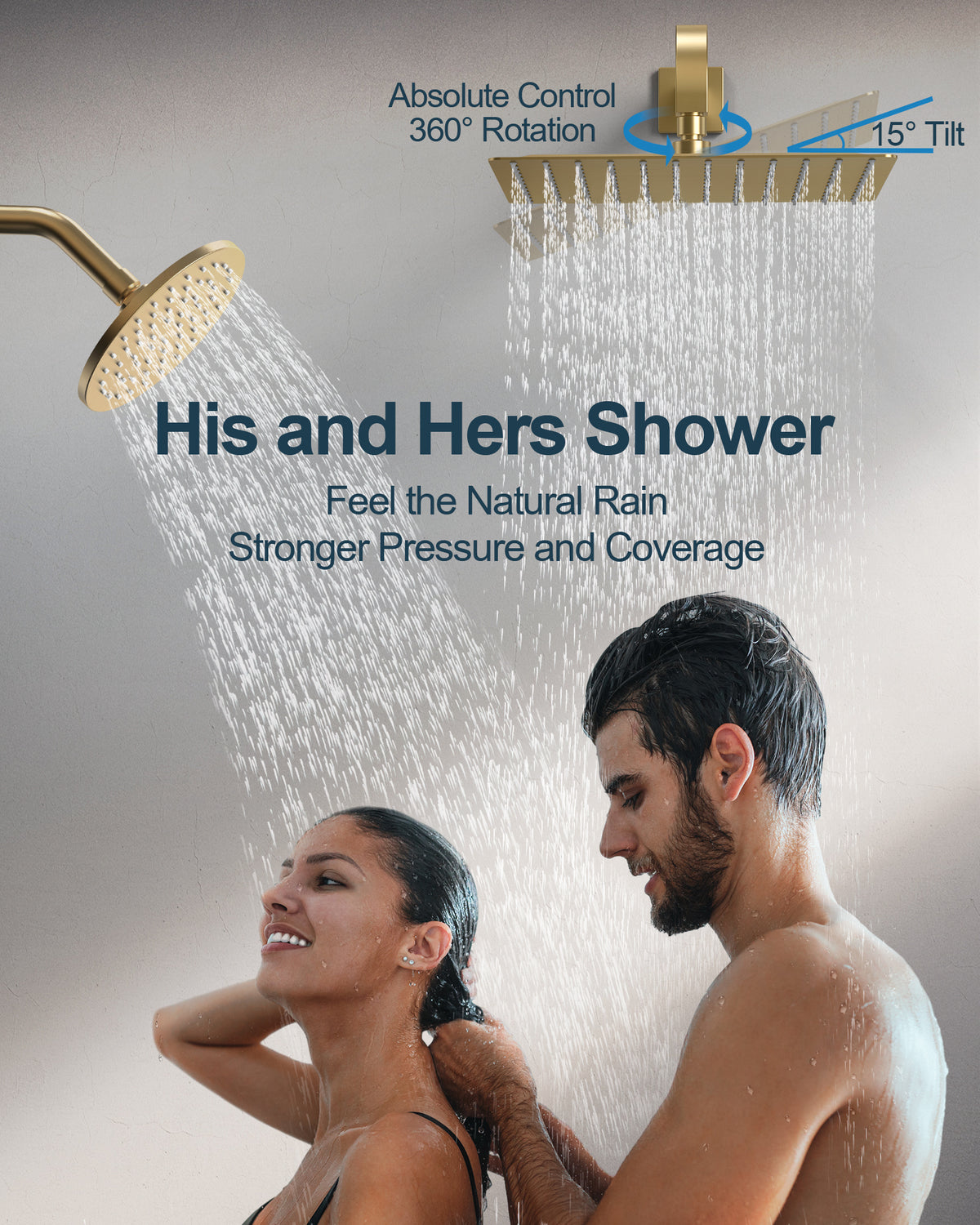 Wall-Mounted Thermostatic Dual Rainfall Shower System with Handheld Spray