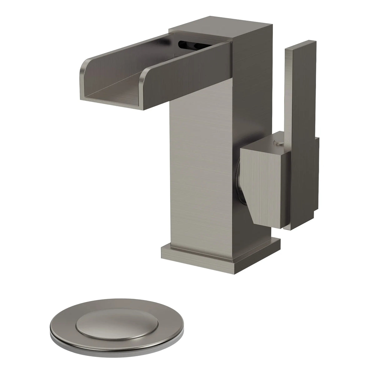 Single-Handle LED Waterfall Bathroom Sink Faucet With Pop-Up Drain