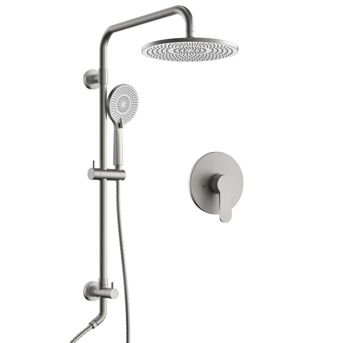 Exposed Pressure-Balanced Rain Shower System with Handheld Spray