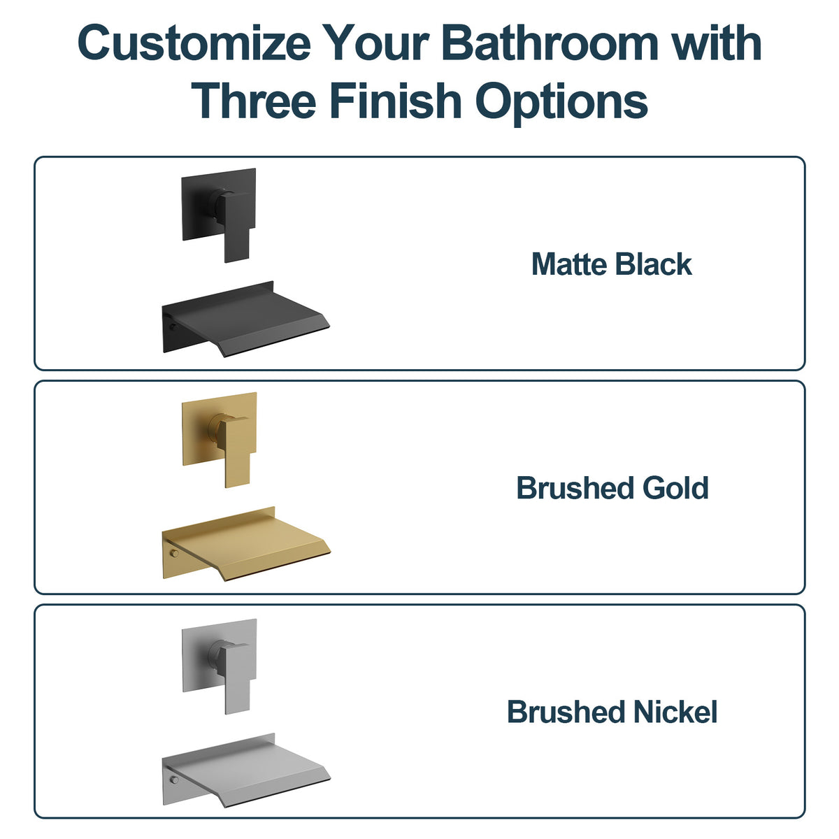 Concealed Wall-Mounted Waterfall Bathtub Faucet with Single-Handle Control