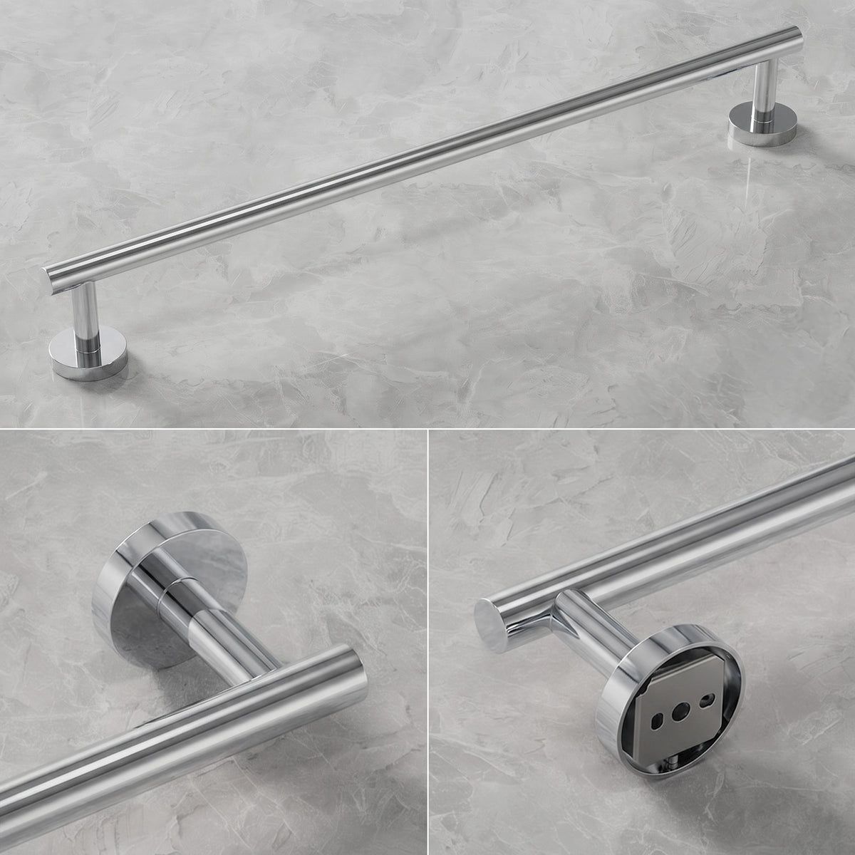 23.6-Inch Wall-Mounted Stainless Steel Bathroom Towel Bar for Daily Storage