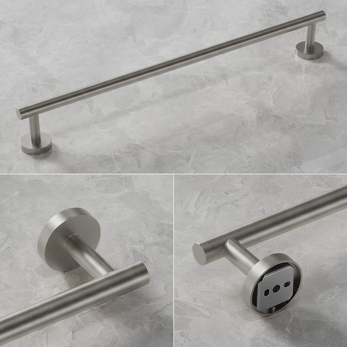 23.6-Inch Wall-Mounted Stainless Steel Bathroom Towel Bar for Daily Storage