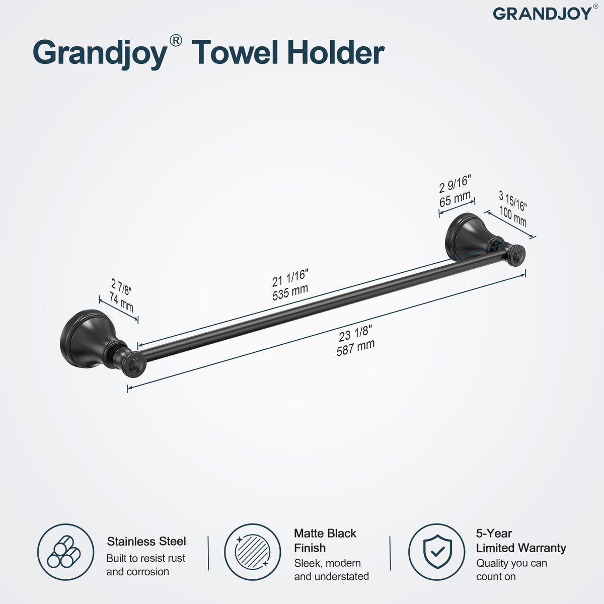 23.3-Inch Wall-Mounted Stainless Steel Bathroom Towel Bar for Daily Storage