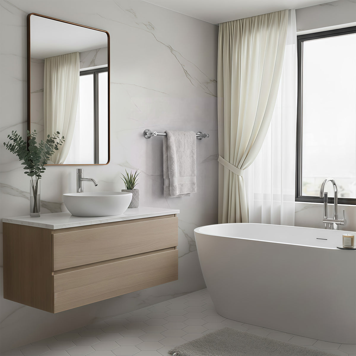 23.3-Inch Wall-Mounted Stainless Steel Bathroom Towel Bar for Daily Storage