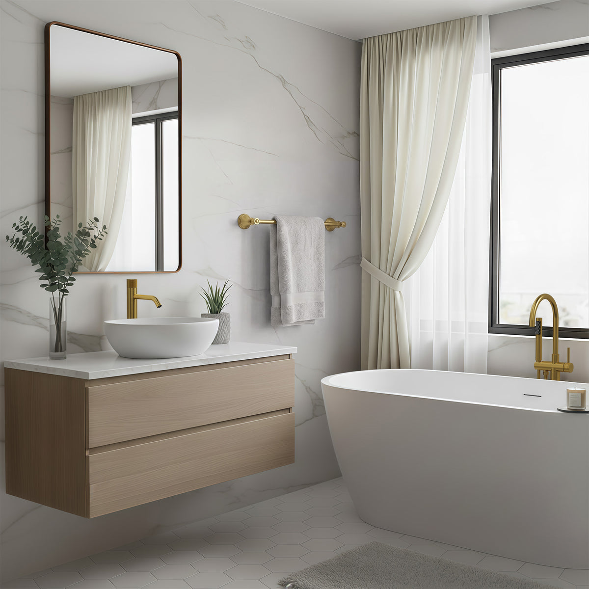 23.3-Inch Wall-Mounted Stainless Steel Bathroom Towel Bar for Daily Storage