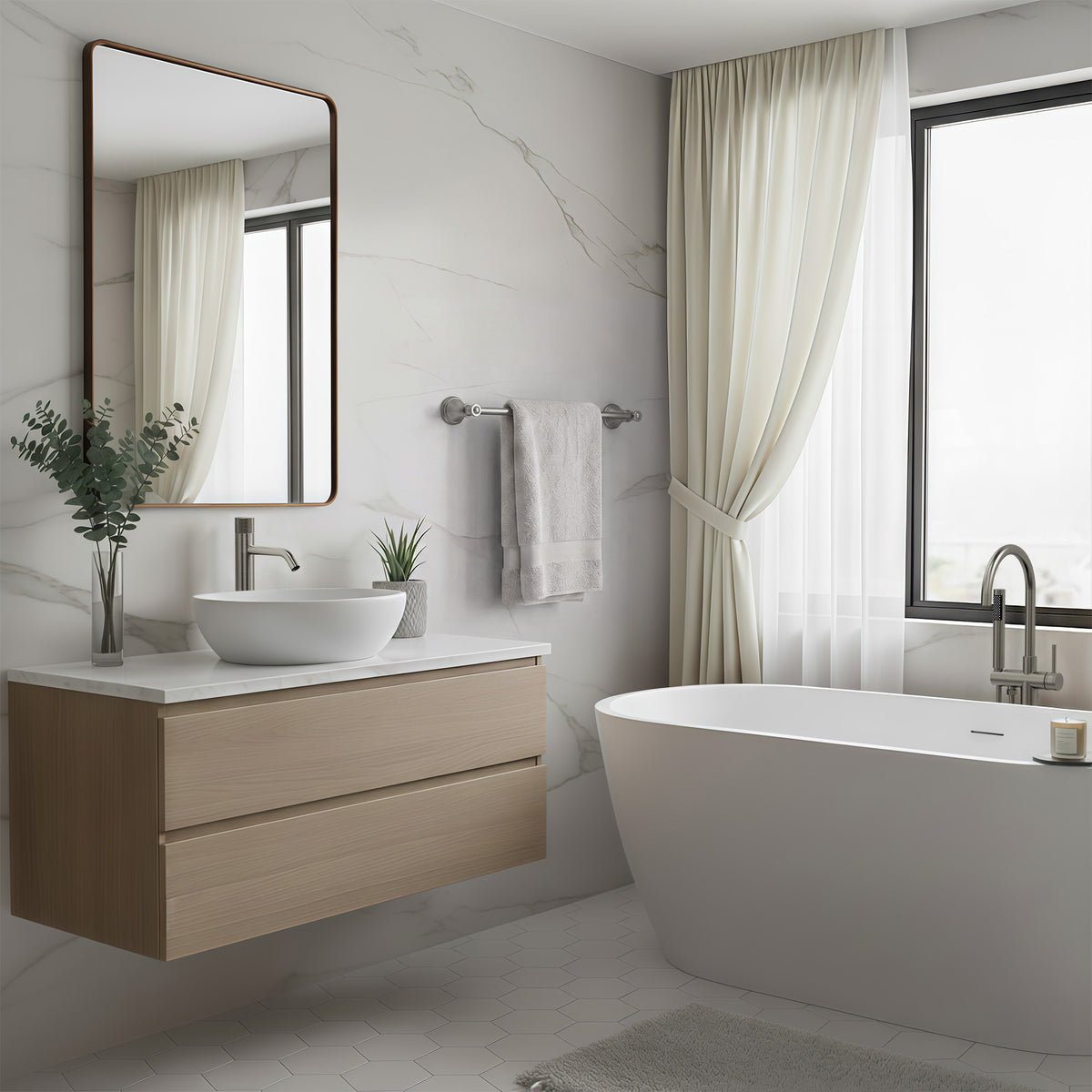 23.3-Inch Wall-Mounted Stainless Steel Bathroom Towel Bar for Daily Storage