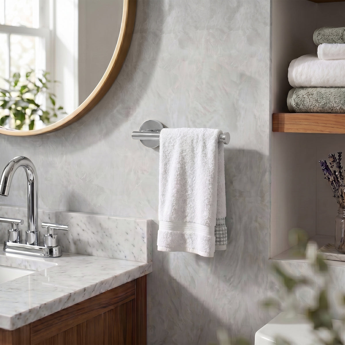 Round Wall-Mounted Stainless Steel Toilet Paper Holder for Bathroom Organization