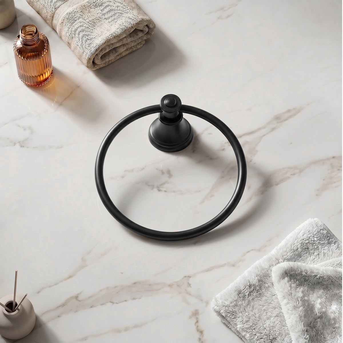 Wall-Mounted Brass Towel Ring for Organized Bathroom Hand Towel Storage