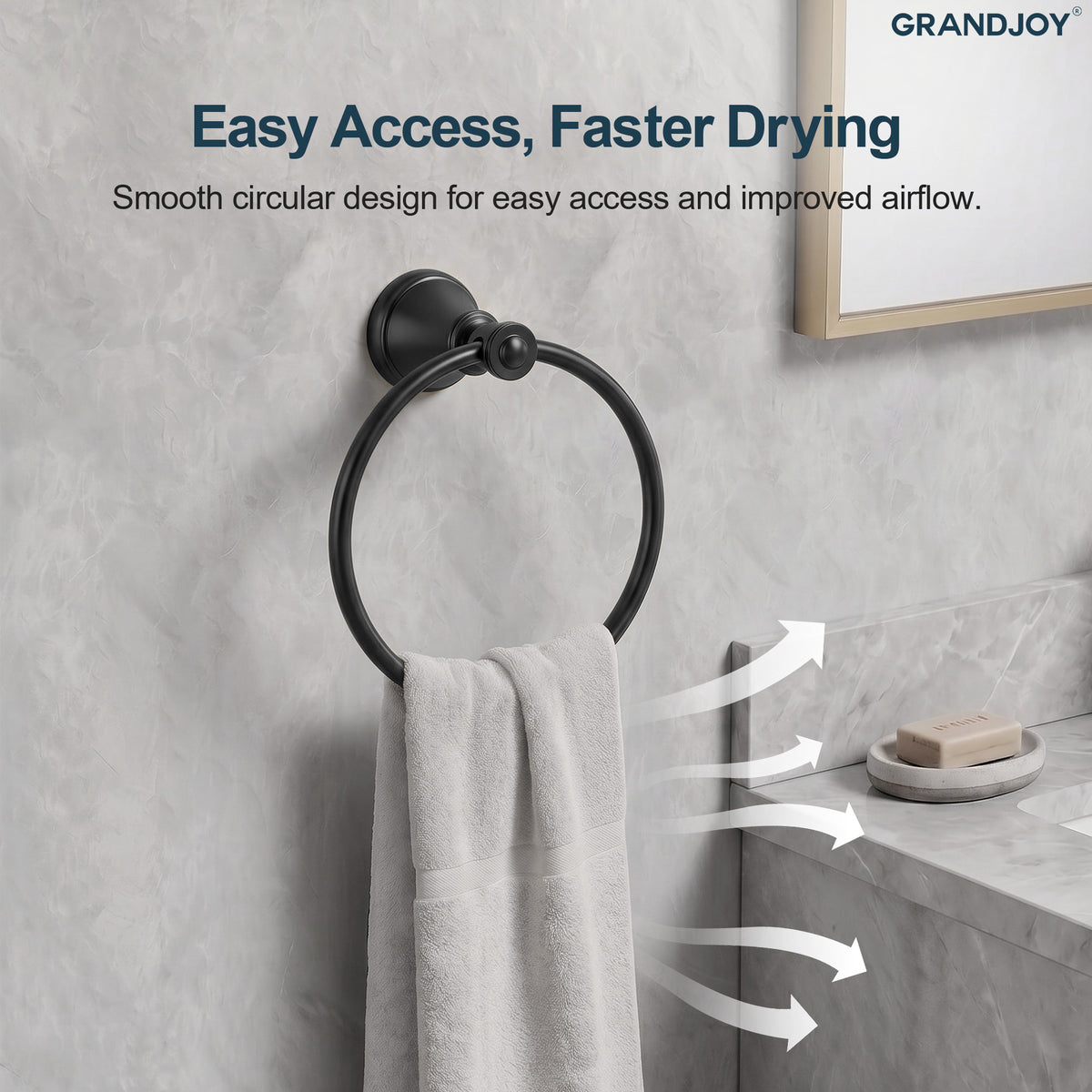 Wall-Mounted Brass Towel Ring for Organized Bathroom Hand Towel Storage