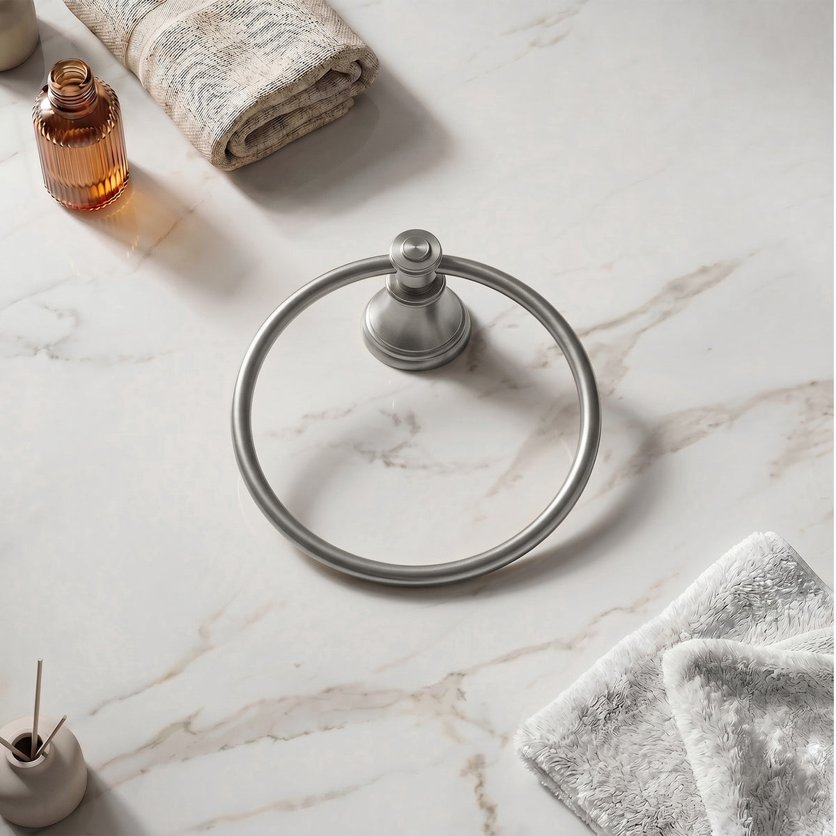 Wall-Mounted Brass Towel Ring for Organized Bathroom Hand Towel Storage