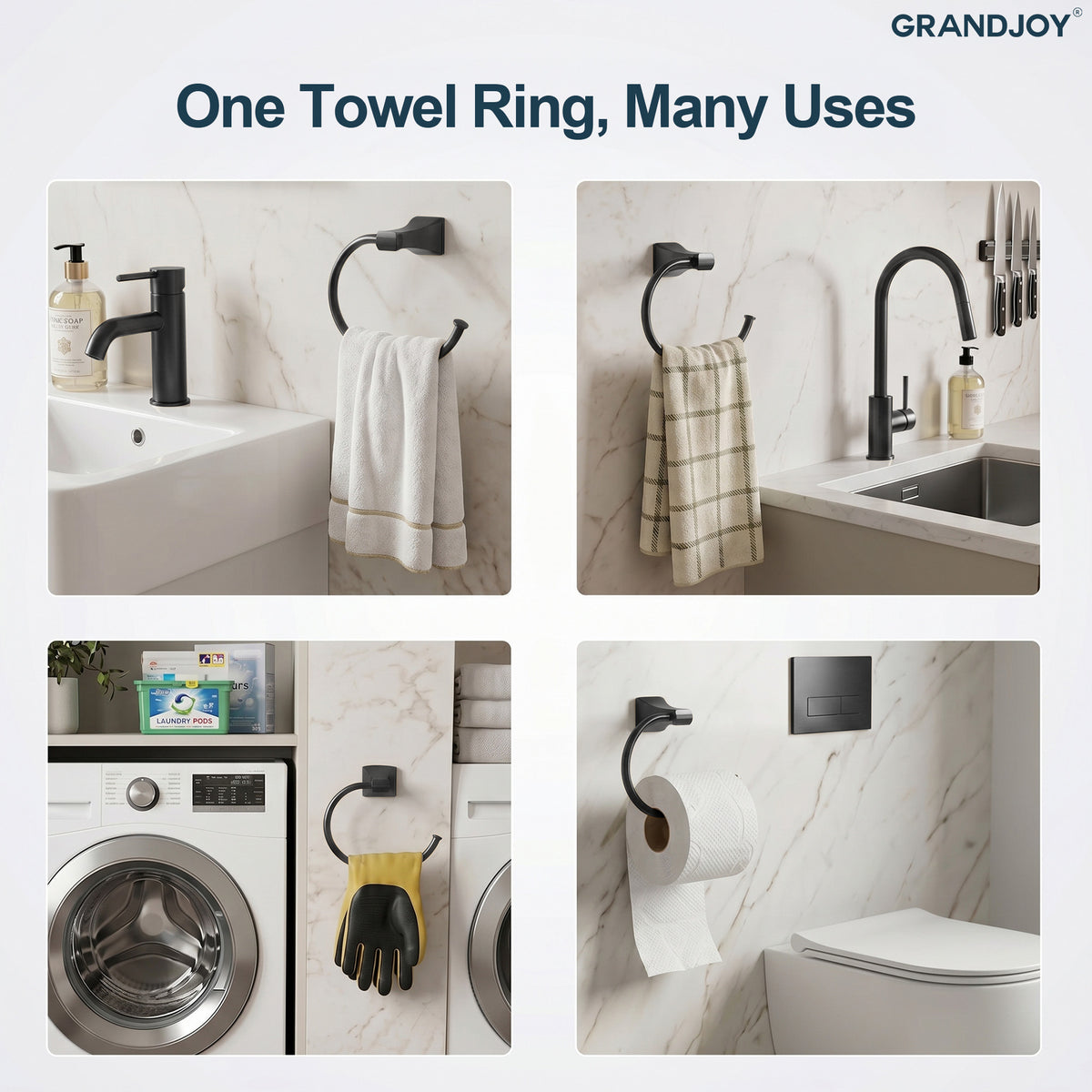 Wall-Mounted Open Towel Ring for Organized Bathroom Hand Towel Storage