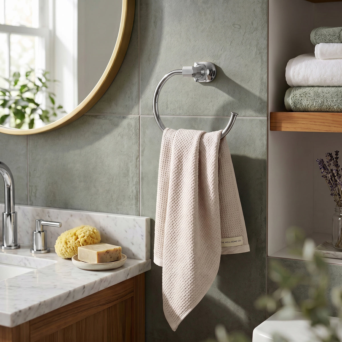 Wall-Mounted Open Towel Ring for Organized Bathroom Hand Towel Storage