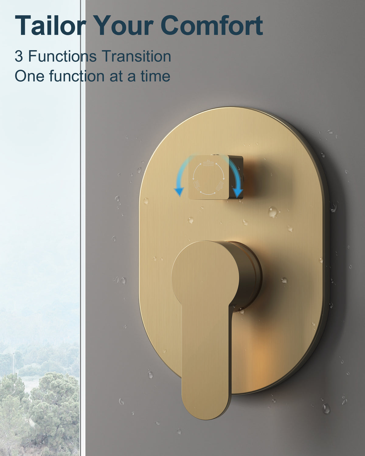 Ceiling-Mounted Dual Round-Head Shower System with Adjustable Handheld