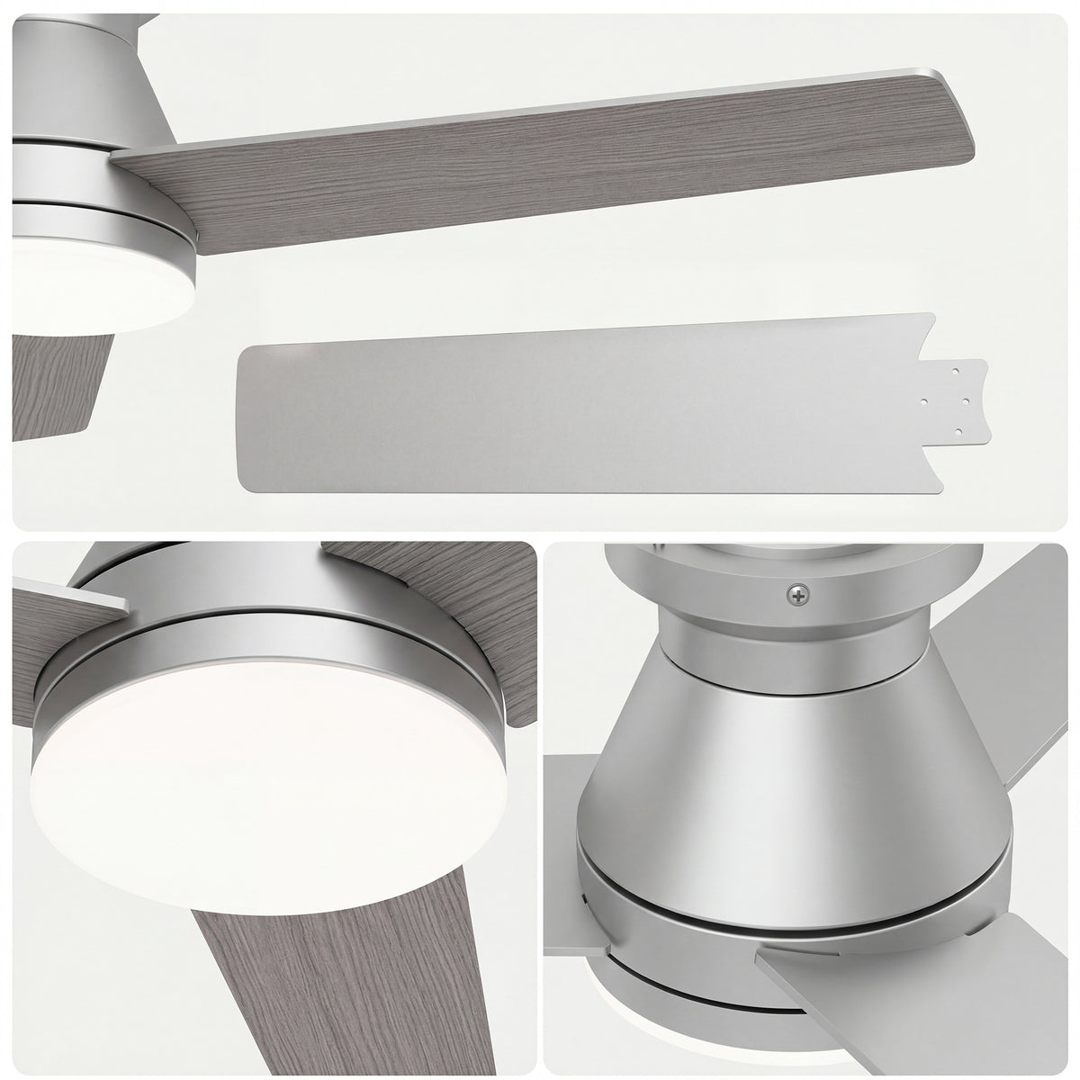52-Inch Flush Mount 3-Blade Ceiling Fan with Light and Remote Control
