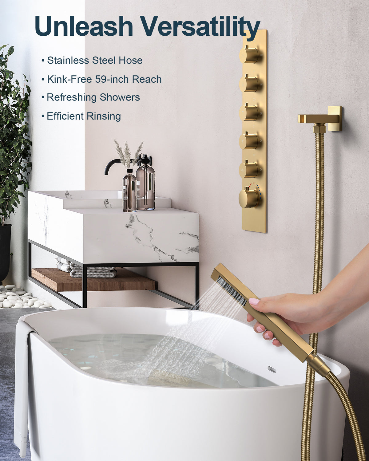LED Bluetooth Ceiling-Mounted Thermostatic Shower System with Dual Heads