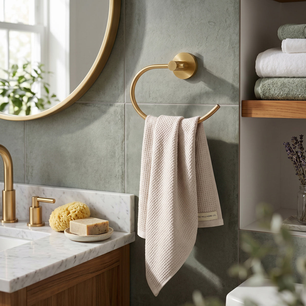 Circular Wall-Mounted Swing-Arm Towel Ring with 180-Degree Pivot
