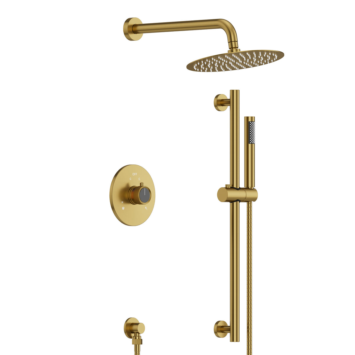 Wall-Mounted Rainfall Shower System with Adjustable Slide-Bar Handheld