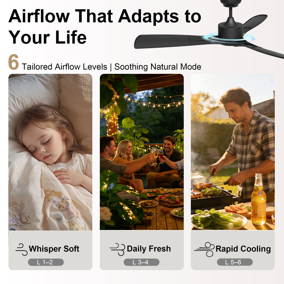 52-Inch Downrod Mount 3-Blade Ceiling Fan with Light and Remote Control