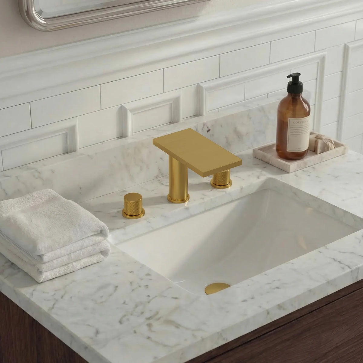 Two-Handle Mid Arc Widespread Bathroom Sink Faucet With Pop-Up Drain