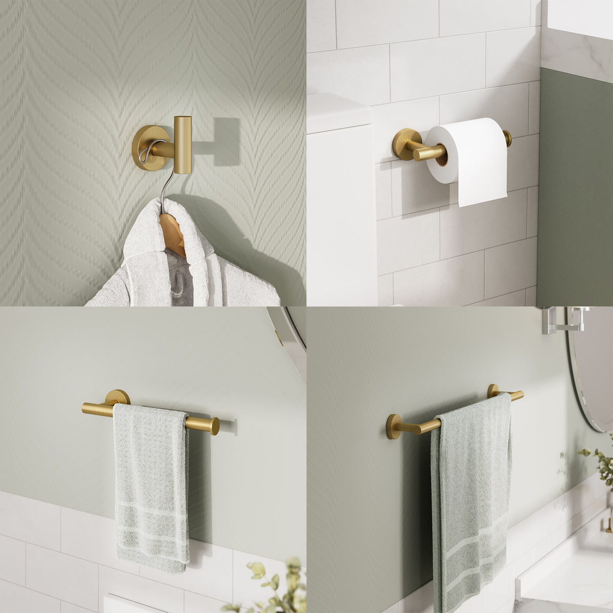 Four-Piece Wall-Mounted Stainless Steel Towel Bar Set for Bathrooms