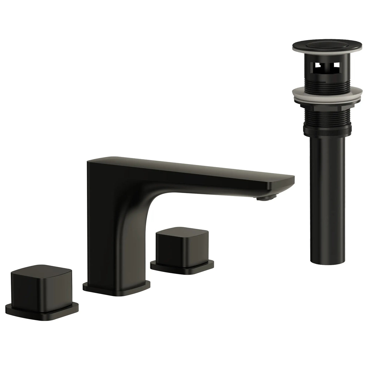 Two-Handle Low Arc Widespread Bathroom Sink Faucet With Pop-Up Drain
