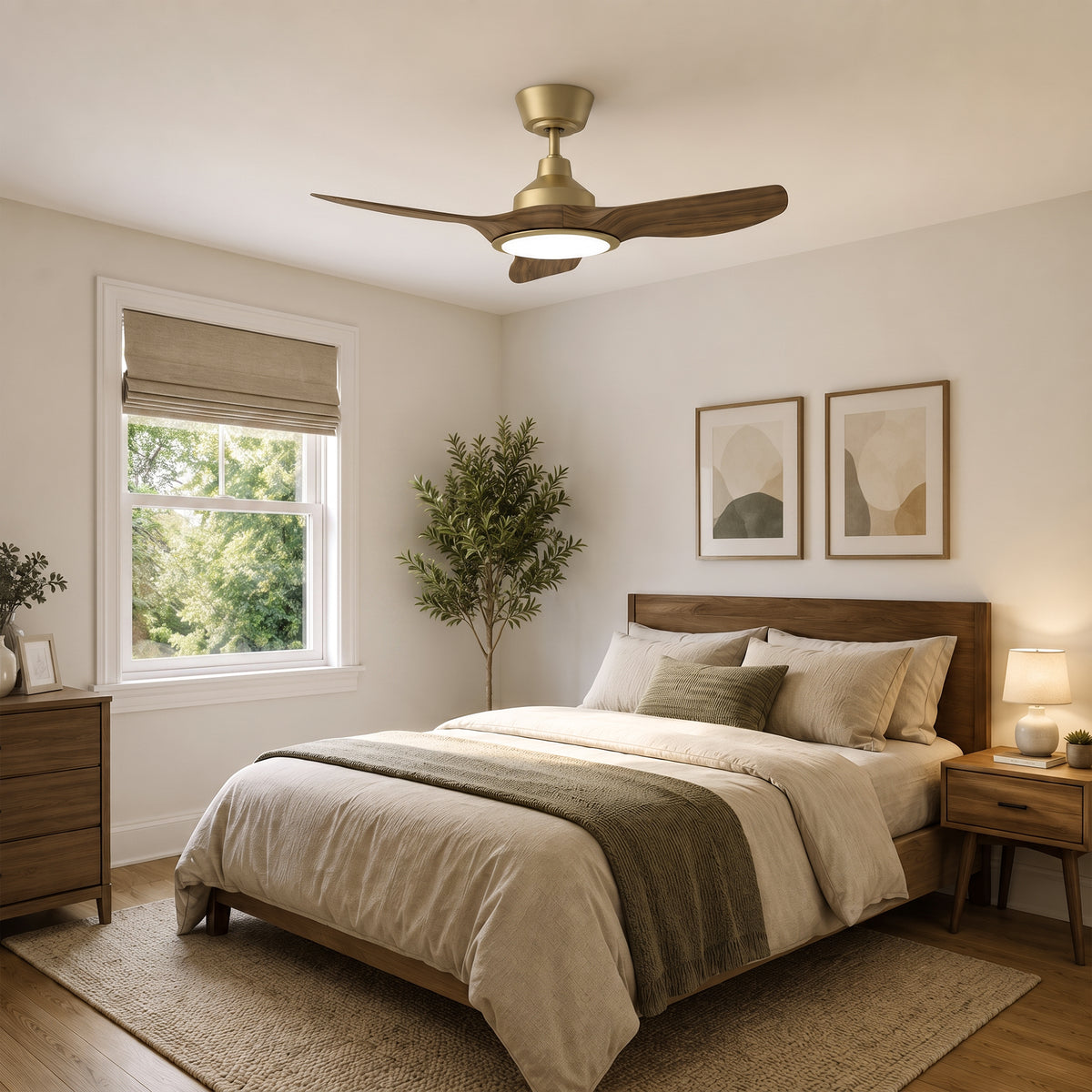 36-Inch Downrod Mount 3-Blade Ceiling Fan with Light and Remote Control