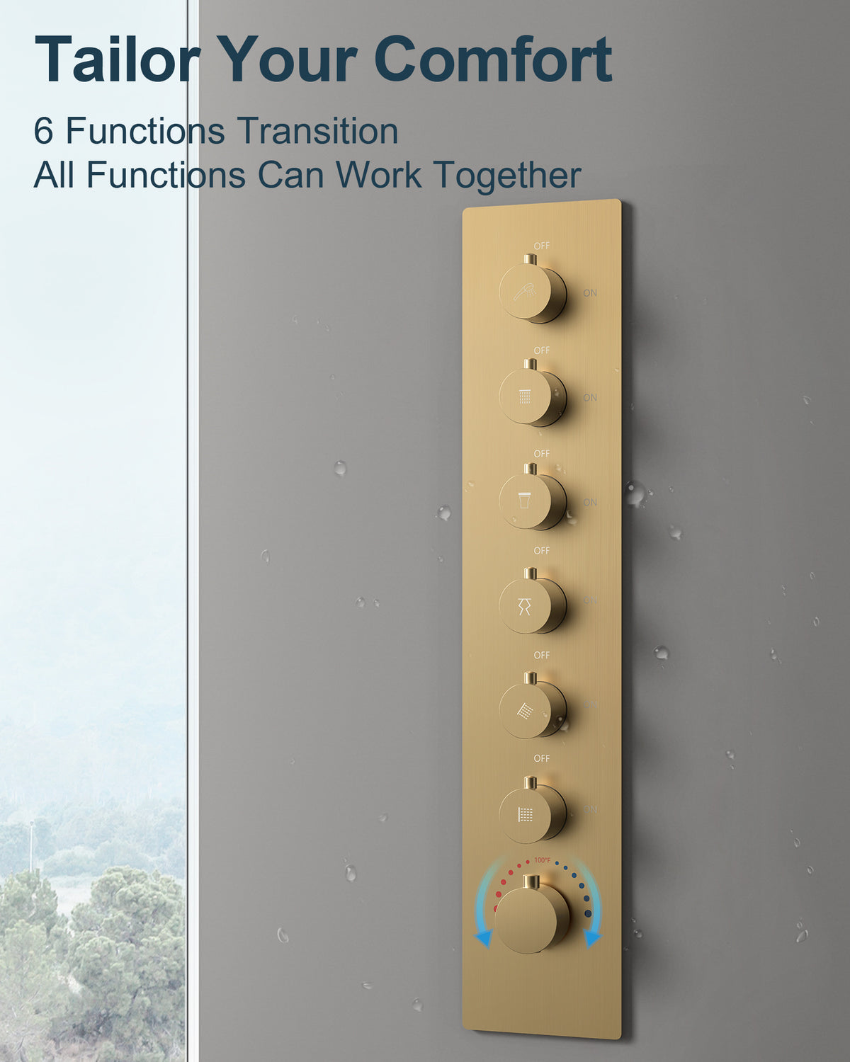 LED Bluetooth Dual-Head Ceiling-Mounted Shower System with Body Jets