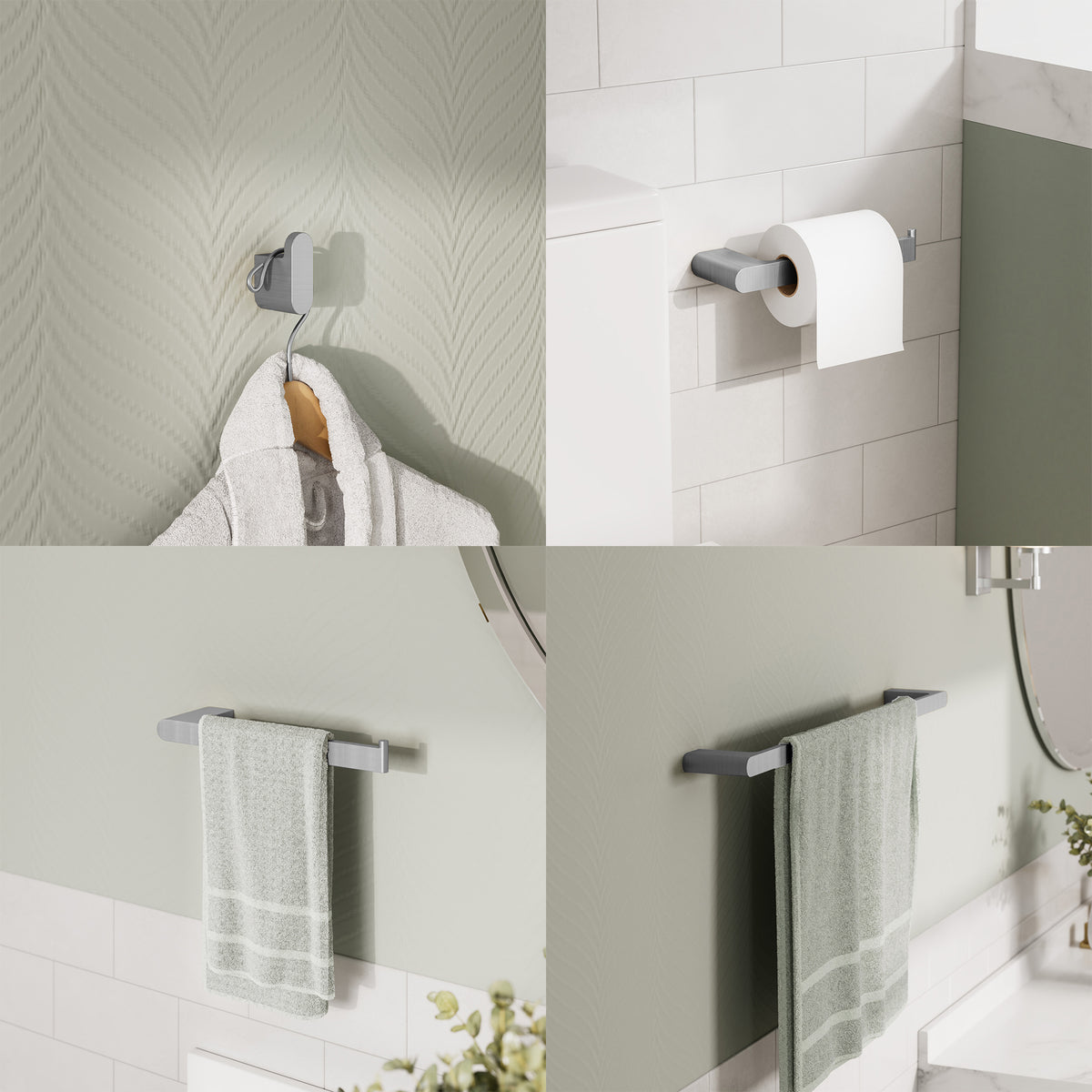 Four-Piece Wall-Mounted Stainless Steel Bathroom Towel Rack Set