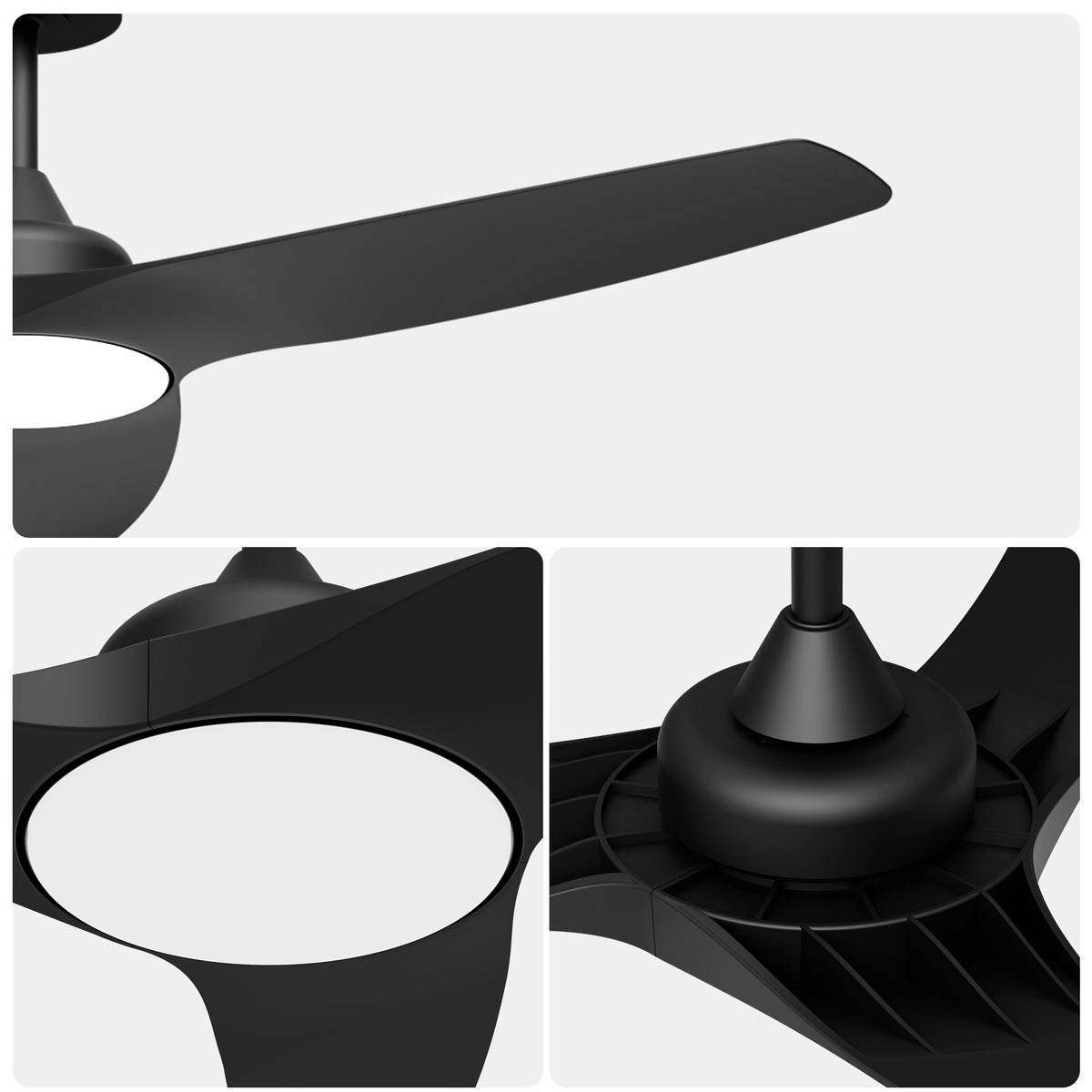 52-Inch Downrod Mount 3-Blade Indoor Outdoor Ceiling Fan with Light and Remote
