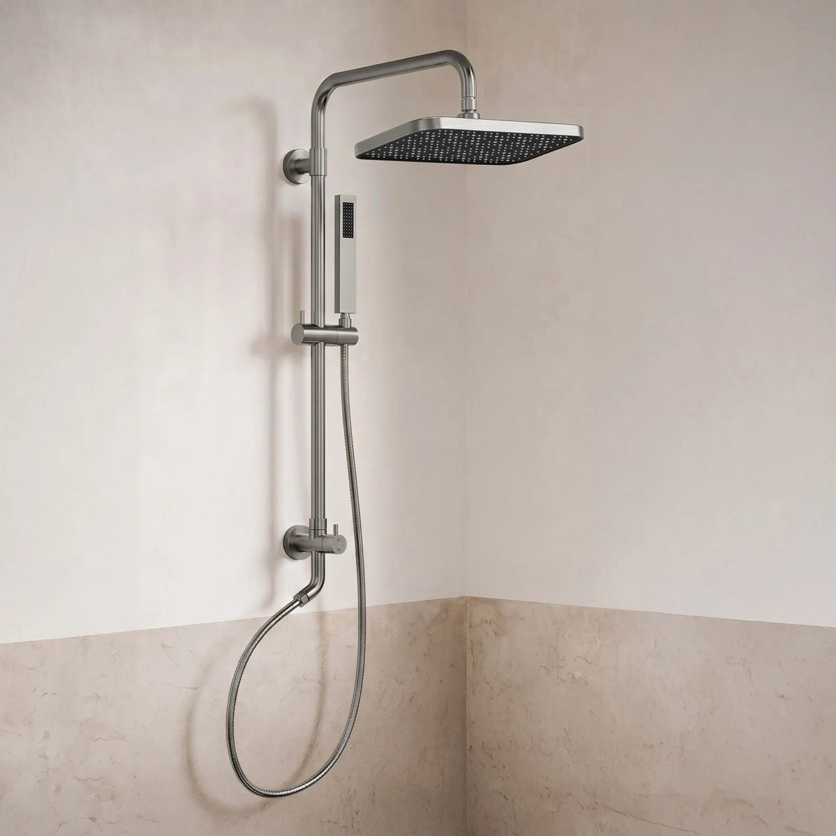 Square Exposed Shower System with Dual Rainfall Modes