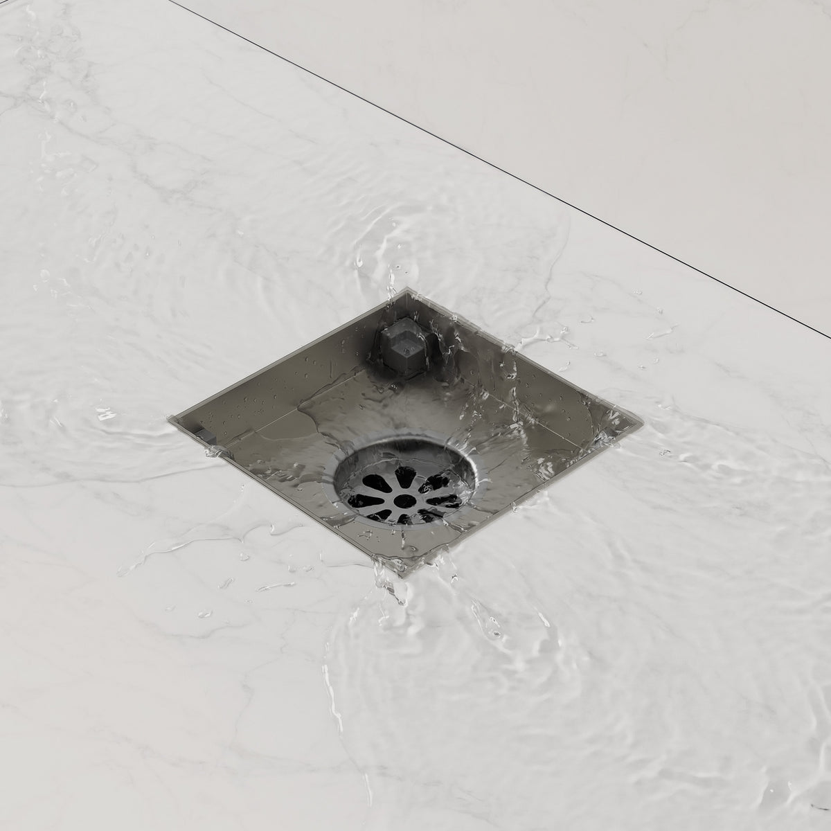4-Inch Reversible Square Shower Drain with Anti-Odor Core