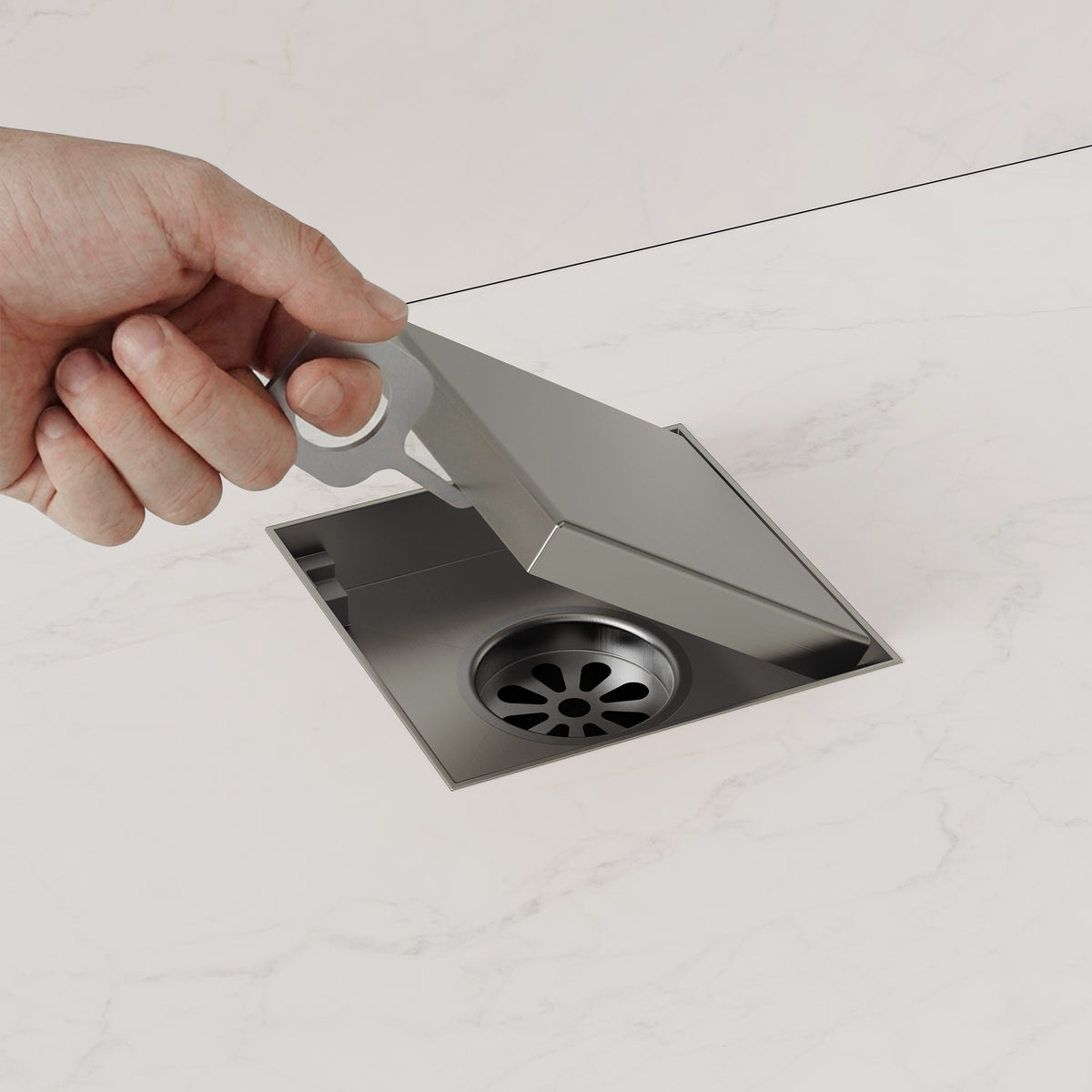 4-Inch Reversible Square Shower Drain with Anti-Odor Core