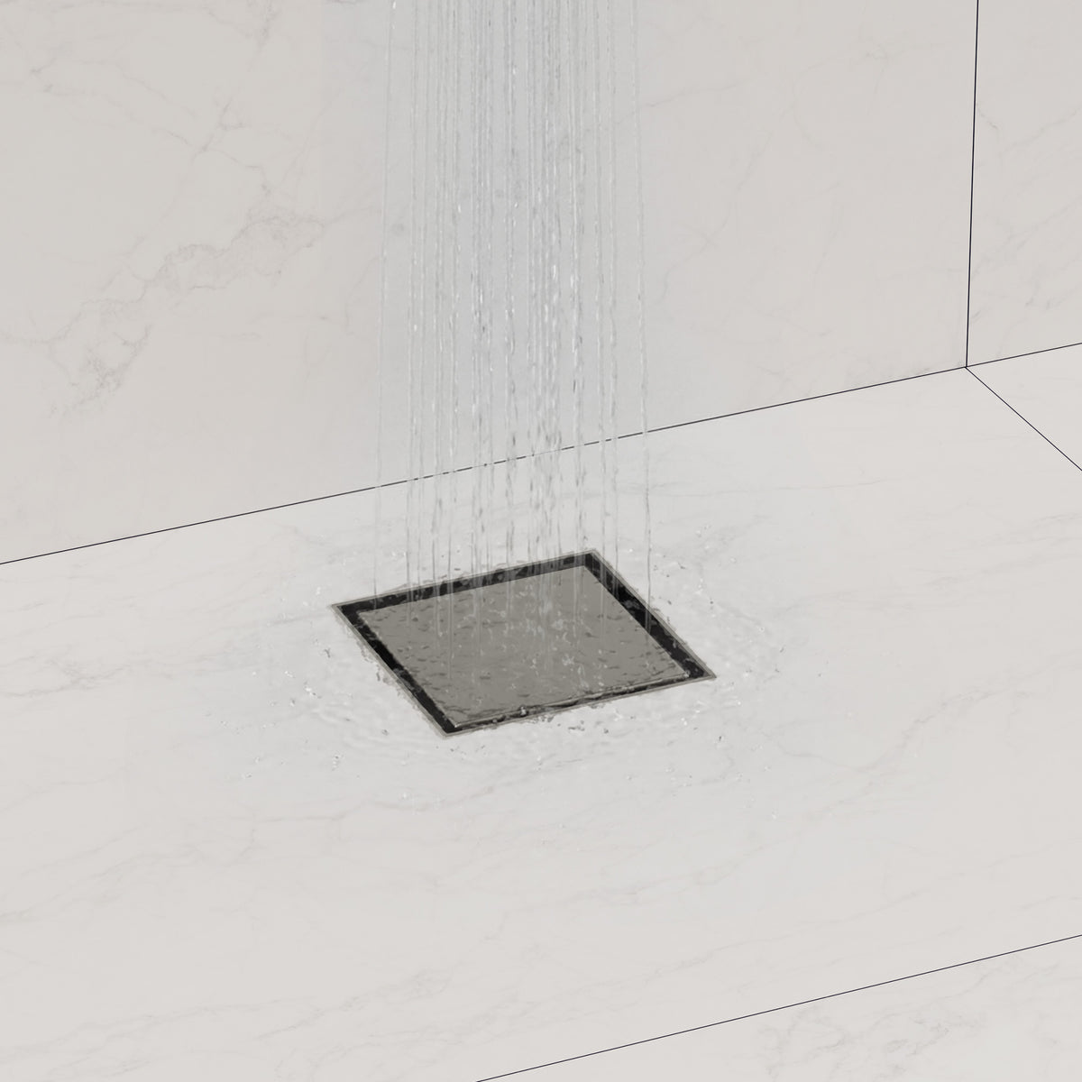 4-Inch Reversible Square Shower Drain with Anti-Odor Core