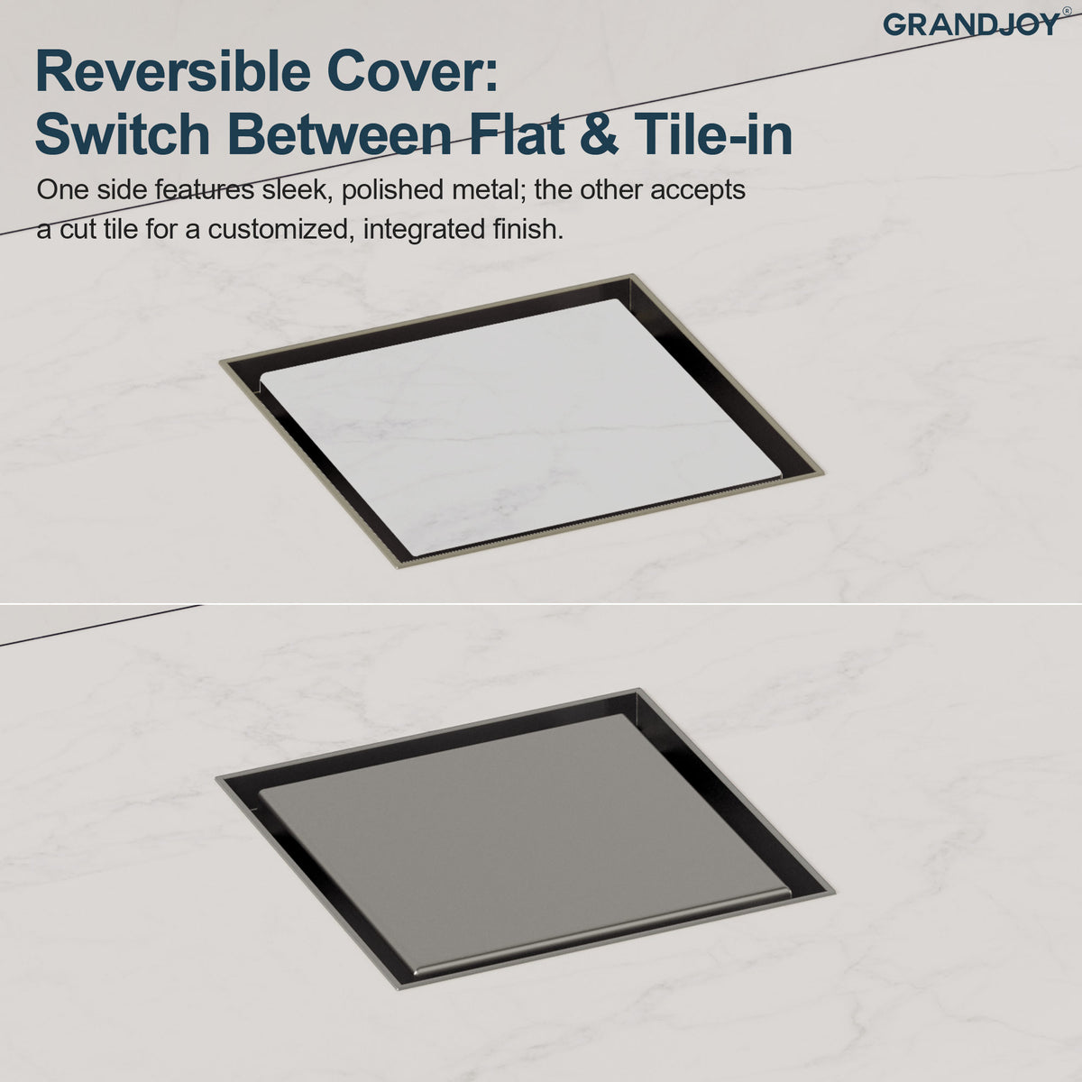 4-Inch Reversible Square Shower Drain with Anti-Odor Core
