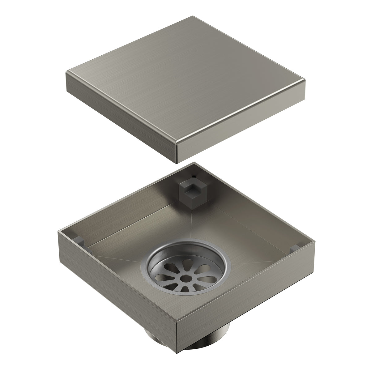 4-Inch Reversible Square Shower Drain with Anti-Odor Core