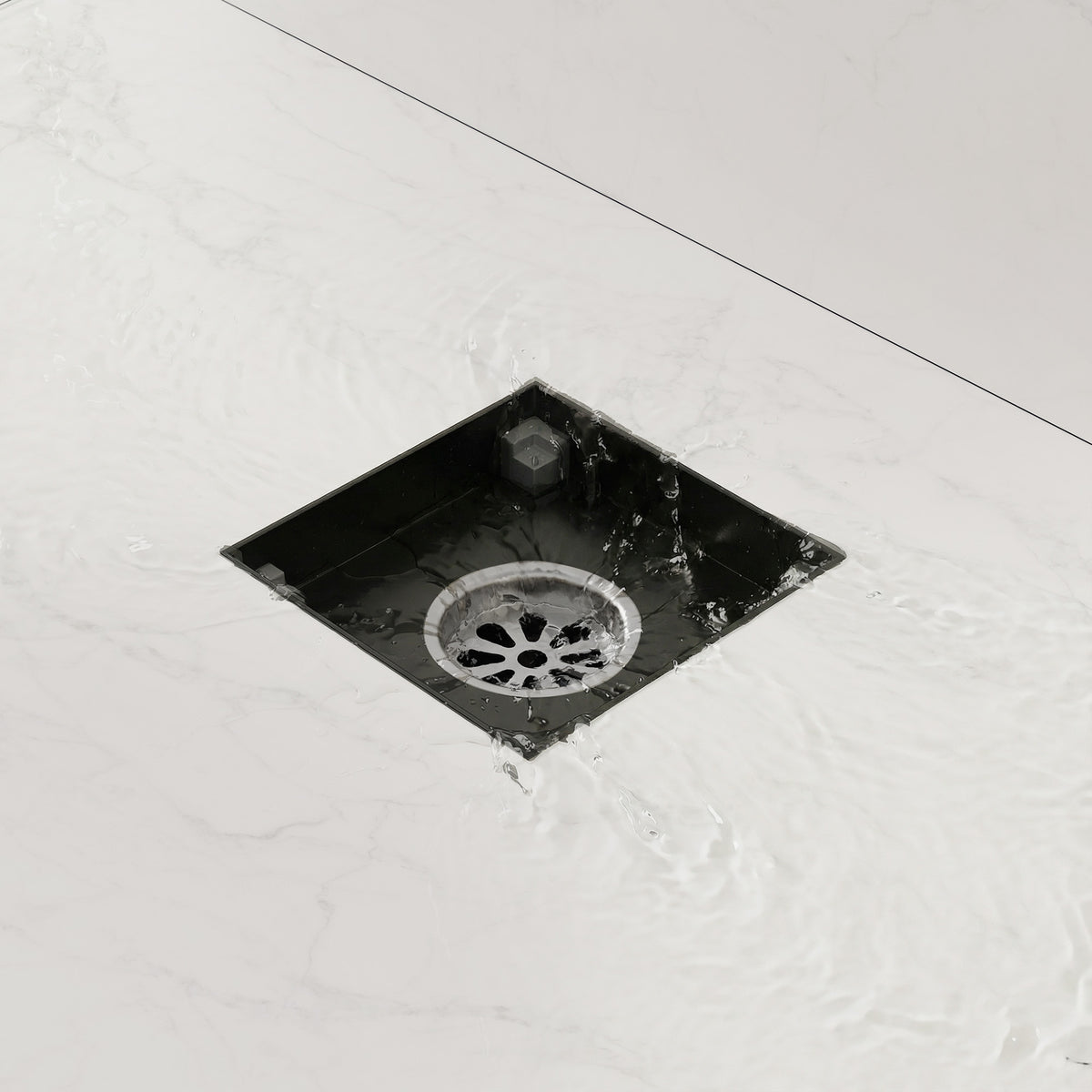 4-Inch Reversible Square Shower Drain with Anti-Odor Core