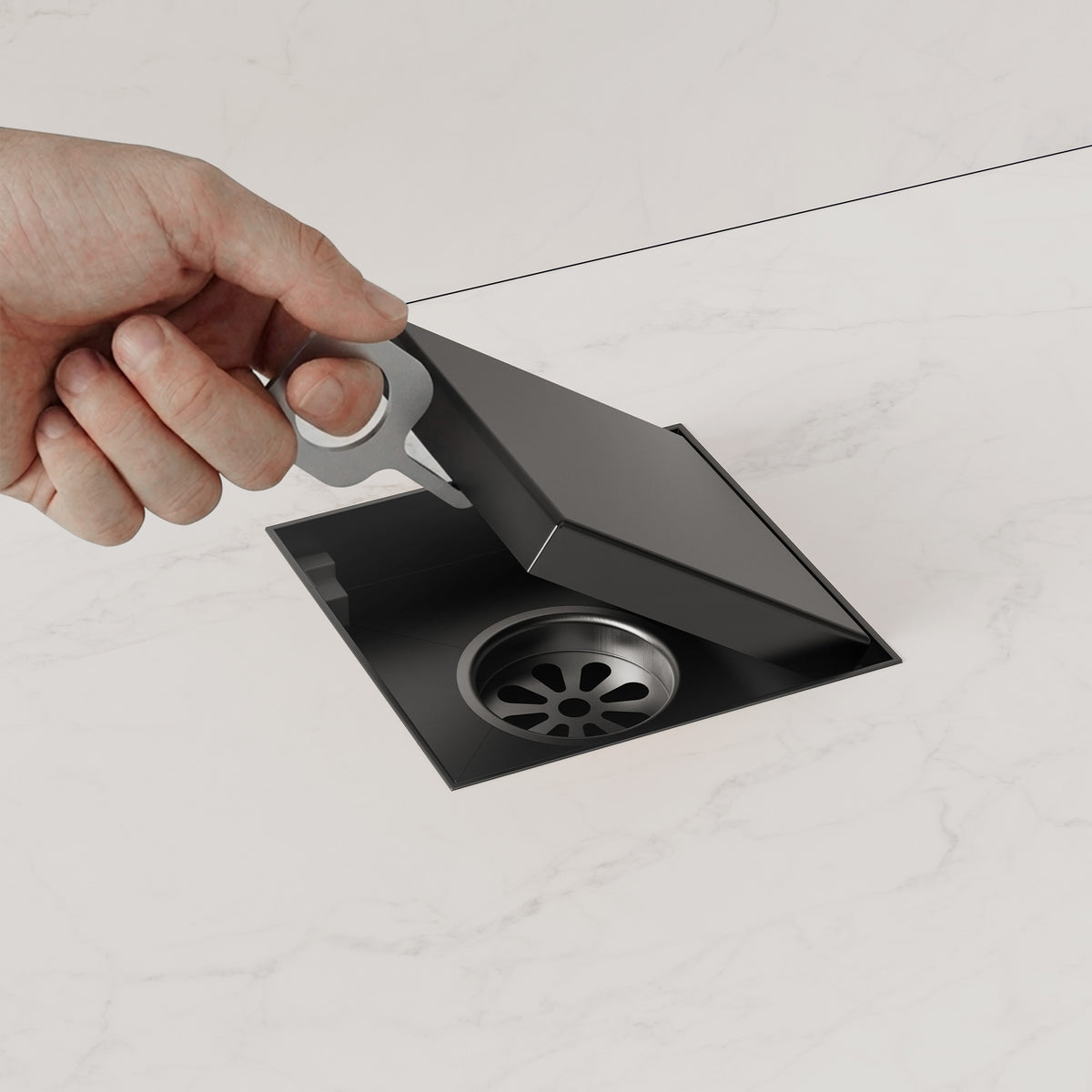 4-Inch Reversible Square Shower Drain with Anti-Odor Core
