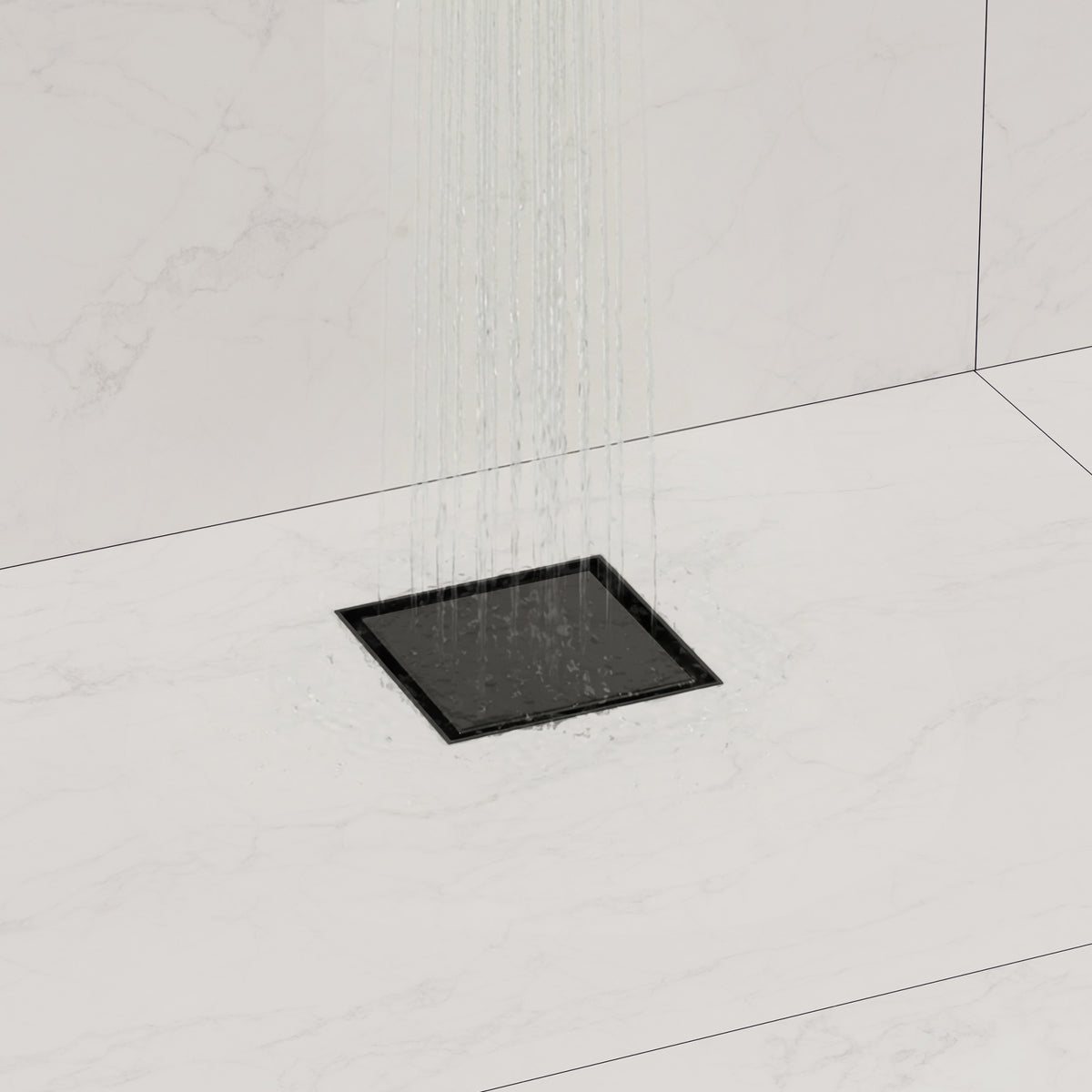4-Inch Reversible Square Shower Drain with Anti-Odor Core
